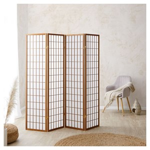 Paravent bois pans shoji marron pliable