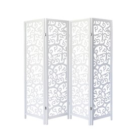 Paravent bois pans - blanc