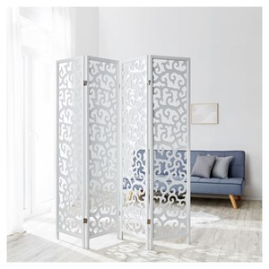 Paravent bois pans - blanc