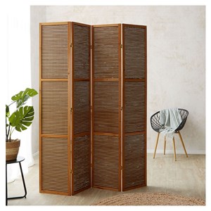 Paravent bois pans bambou marron