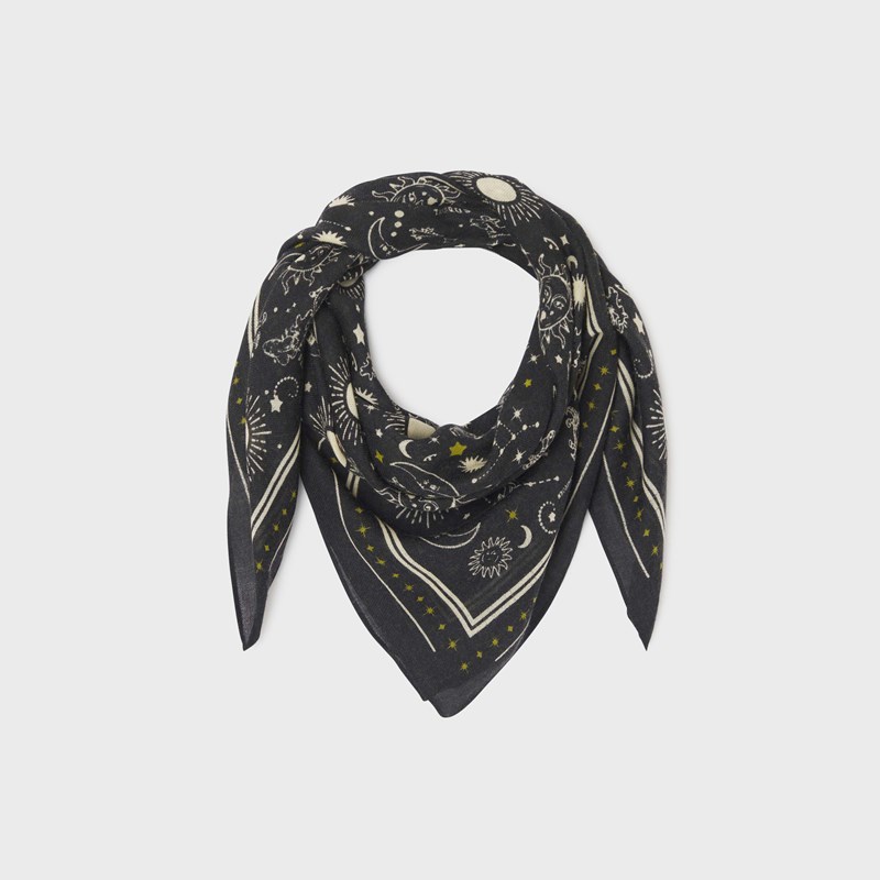Foulard en laine madeleine noir
