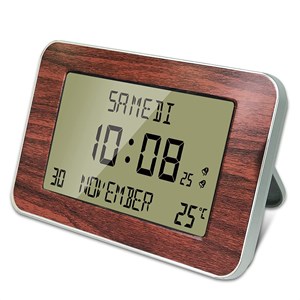 Horloge réveil numérique radiopilotée, lcd, 24x14 cm