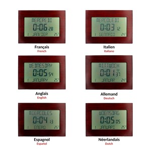 Horloge réveil murale - écran lcd large - design effet bois élégant