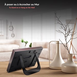 Horloge réveil murale - écran lcd large - design effet bois élégant