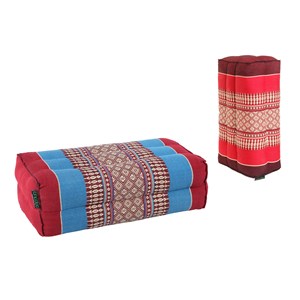 Lot 2 coussins yoga bourgogne bleu