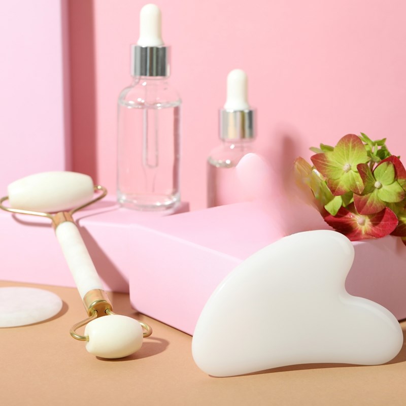 Guasha cristal de roche + rouleau jade