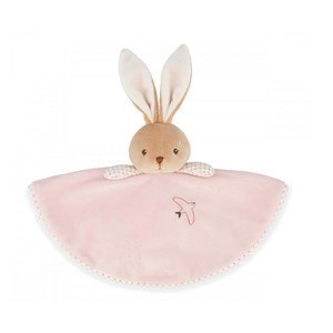 Doudou plat lapin rose avec boite