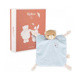 Doudou plat ours bleu avec boite