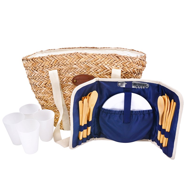 Sac de plage pique-nique lin 4p