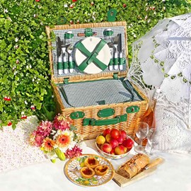 Panier pique-nique marly vichy vert 4p