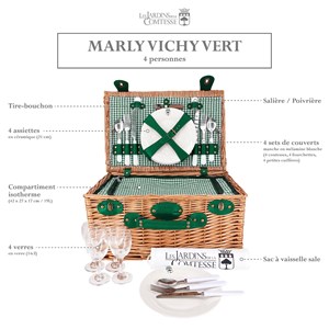 Panier pique-nique marly vichy vert 4p