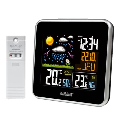Station Météo Technoline WS 9123 - Argent/Noir - Température/hygro Intérieure, Prévisions, Phase Lunaire, Alarme