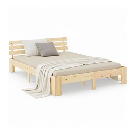 Lit double 180×200 cm - en bois clair