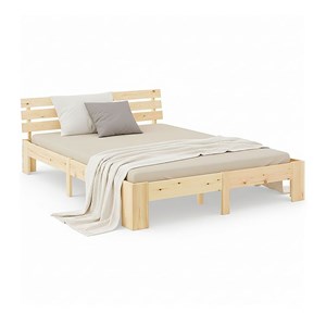Lit double 180×200 cm - en bois clair