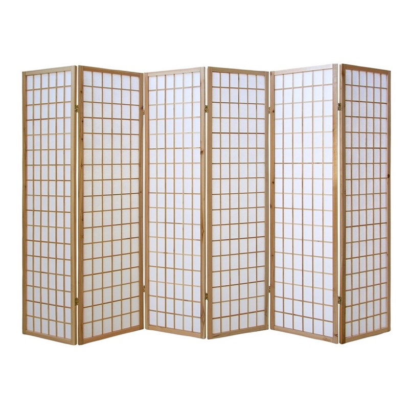 Homestyle4u - Paravent japonais bois naturel 6 parties