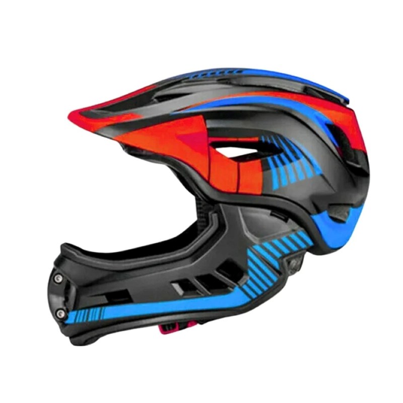 Casque vélo intégral noir rouge bleu m