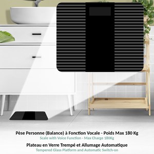 Pèse-personne vocal design - verre trempé et fonction parlante française