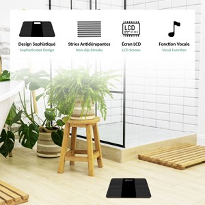 Pèse-personne vocal design - verre trempé et fonction parlante française