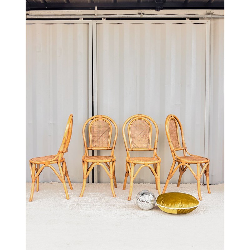 Debongout - Lot de 4 chaises cannées n°609