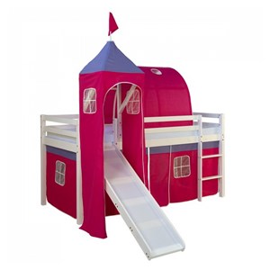Lit toboggan avec tour - couleur rose