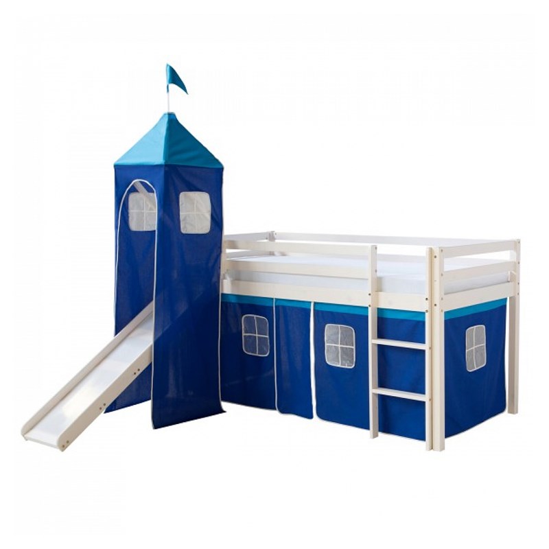 Homestyle4u - Lit avec toboggan et tour - bleu