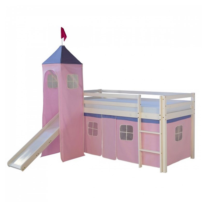 Lit mi-hauteur rose pale avec tour