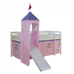 Lit mi-hauteur rose pale avec tour