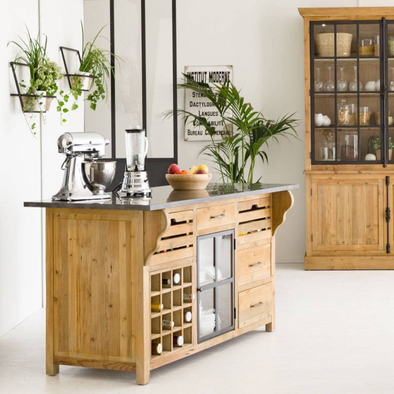 &Icirc;lot central en bois recycl&eacute; champ&ecirc;tre