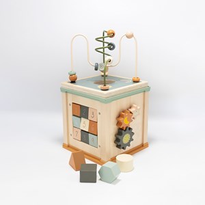 Cube d'activité en bois multicolore