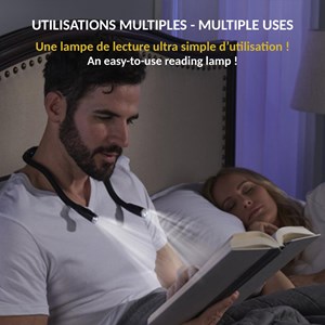 Lampe de lecture de cou rechargeable - flexible, légère et autonome