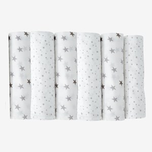 Pack de 6 langes bébé gris