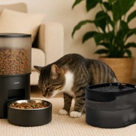 Distributeur de croquettes et fontaine p