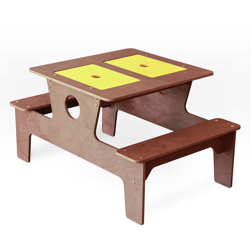 Table sable et eau en bois