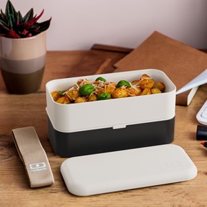 Lunch box rectangle 2x500ml beige noir