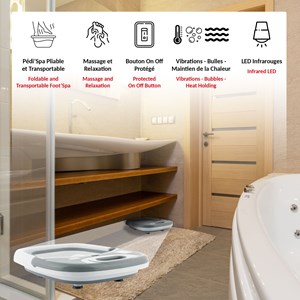 Bain de pieds pliable thalasso - bulles, vibrations et chaleur douce