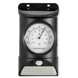 Lampe led solaire noire 28 led, détecteur mouvement, thermomètre