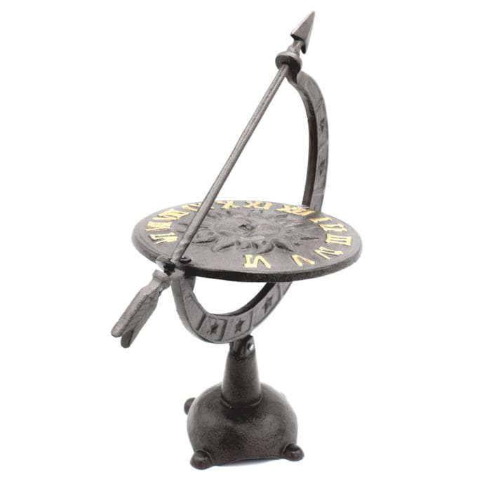 Cadran solaire antique en fer gnomon chiffres visibles jardin — free download