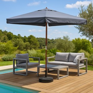 Palawan parasol carré en bois 3 x 3 m gris