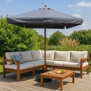 Palawan parasol carré en bois 3 x 3 m gris