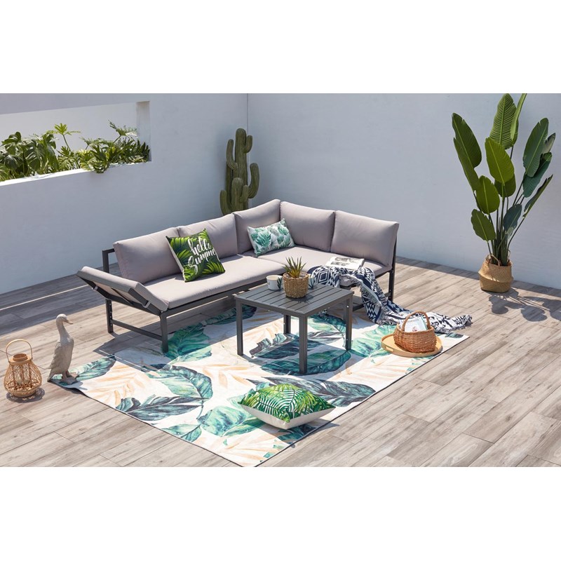 Katea salon de jardin bas 4 places gris clair