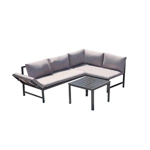 Katea salon de jardin bas 4 places gris clair