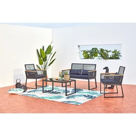 Mihata salon jardin bas noir bois