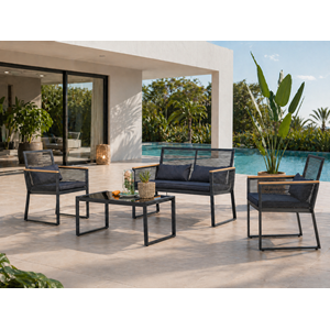 Mihata salon jardin bas noir bois