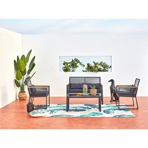 Mihata salon jardin bas noir bois