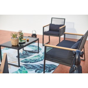 Mihata salon jardin bas noir bois