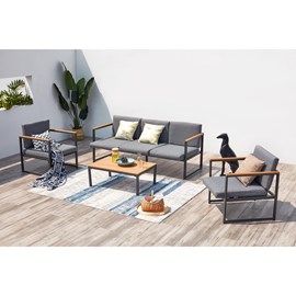 Tahina salon de jardin bas en aluminium gris