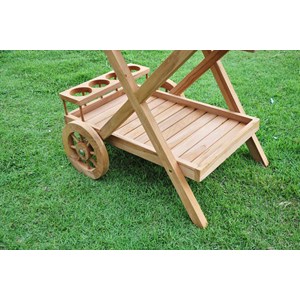 Kereta desserte en teck avec roues