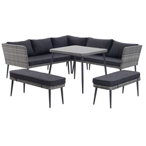 Baracoa salon de jardin 9 places en résine gris