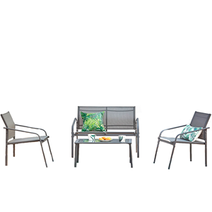 Etiora salon jardin bas gris 4 places en acier