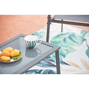 Etiora salon jardin bas gris 4 places en acier